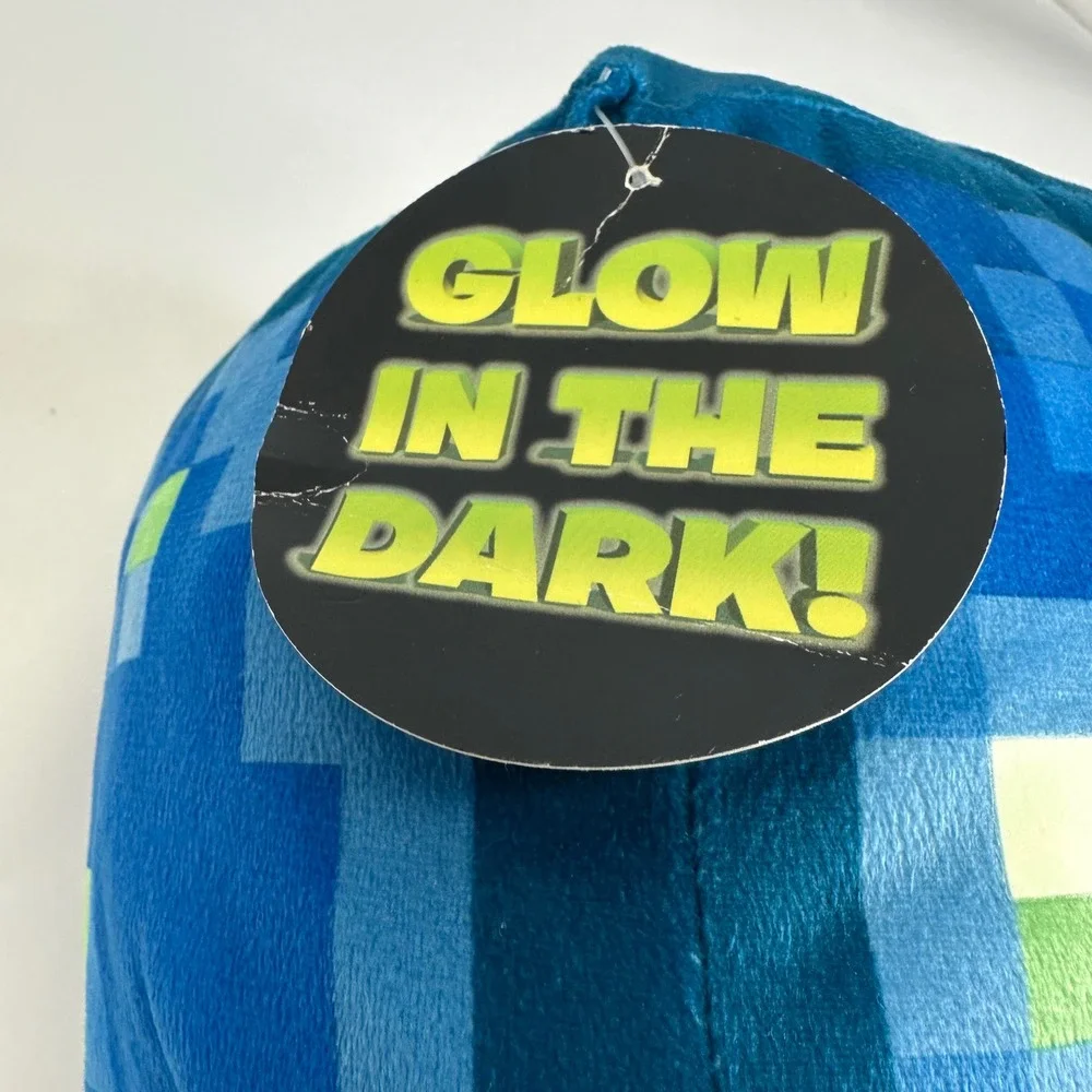 Minecraft Glow Squid Plush Pillow Blue Glow in‎ the Dark Mojang 2023 19 Inch